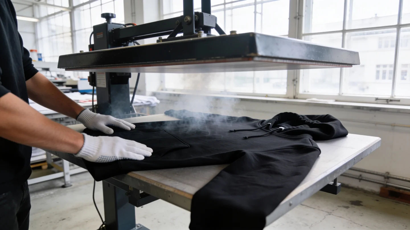 Veredeln — Ablauf bei RG Textil in Berlin (KI-generierte Illustration)