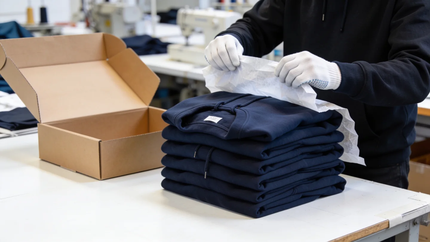 Kontrolle und Versand — Ablauf bei RG Textil in Berlin (KI-generierte Illustration)