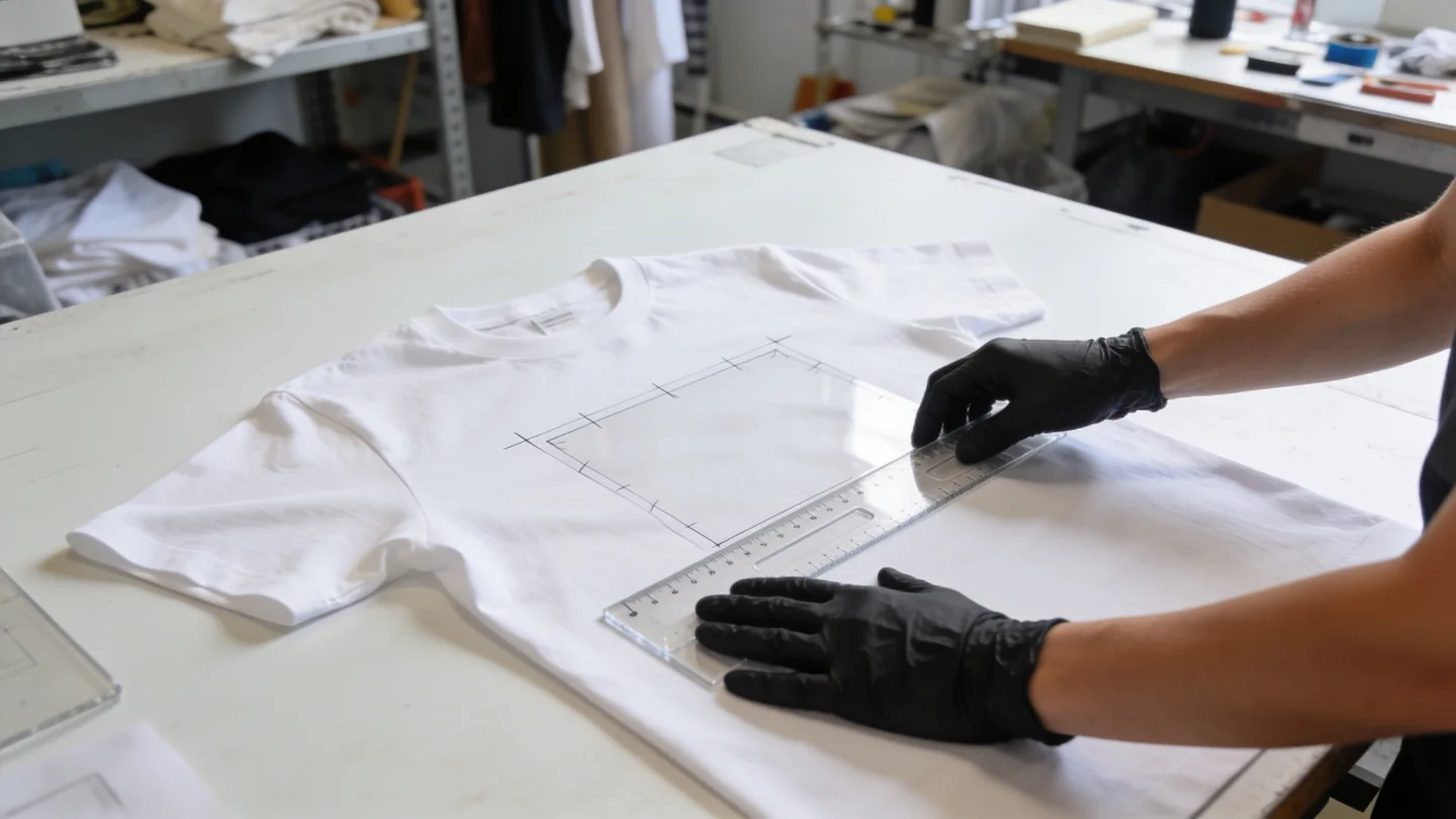 Motiv platzieren — Ablauf bei RG Textil in Berlin (KI-generierte Illustration)